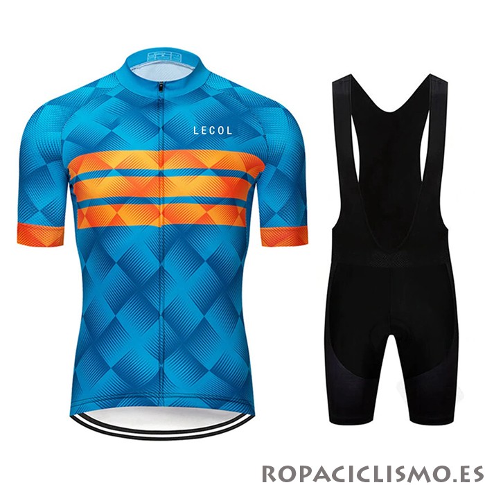 2020 Maillot Le Col Tirantes Mangas Cortas Azul Naranja